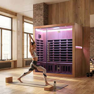Cabine de sauna infrarouge lointain d'intérieur de grande taille 76x35 pouces, pour studio de yoga, 2 personnes, en bois de pruche, 120V, faible EMF, avec Bluetooth - Product Image 2