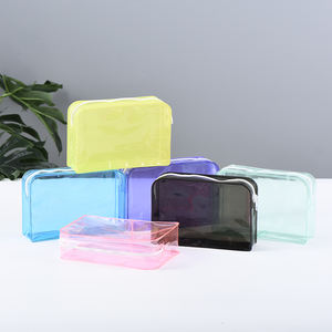 Low MOQ модная косметичка из ПВХ с прозрачной застежкой-молнией/цветным настраиваемым размером и логотипом, быстрая доставка в течение 48 часов - Product Image 2