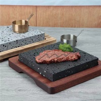 30*20*2.5CM En gros Briques de cuisson en pierre volcanique, pierres de lave plates, noires, rectangulaires, carrées, rondes pour barbecue de steak en extérieur et grillades de camping