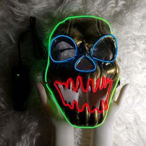 Máscara <span class=keywords><strong>de</strong></span> <span class=keywords><strong>payaso</strong></span> <span class=keywords><strong>asesino</strong></span> misterioso aterrador tira divertida <span class=keywords><strong>de</strong></span> luz LED neón Popular - Product Image 2