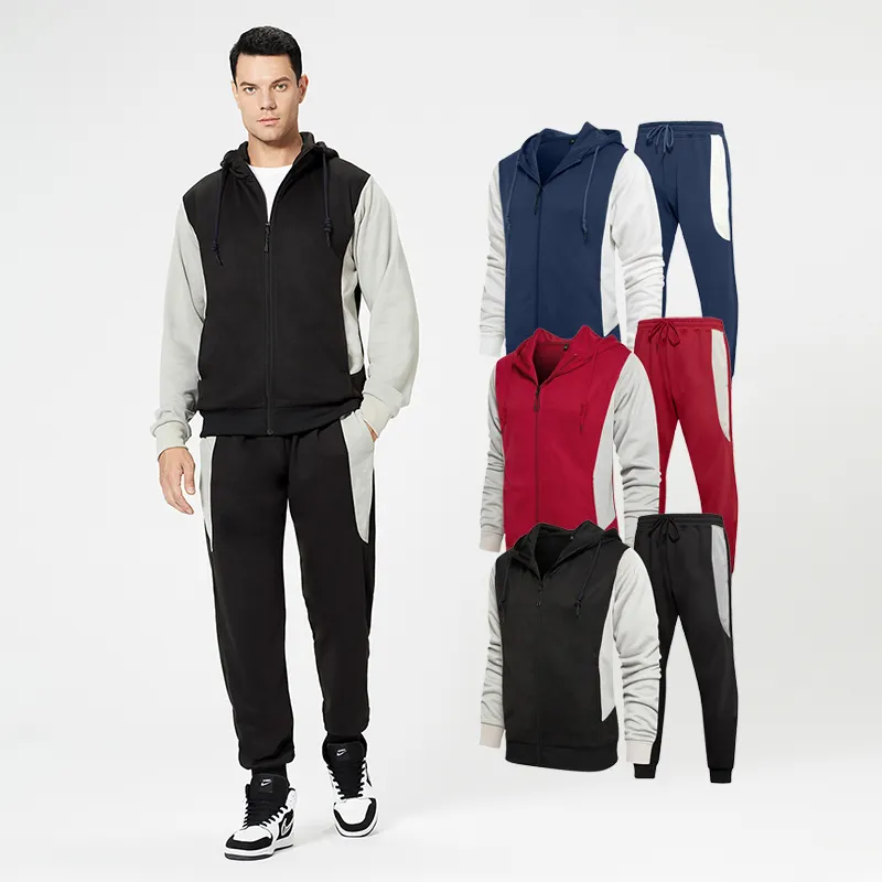 All'ingrosso giacca di sudore con cappuccio e pantaloni da jogging due pezzi tute firmate per uomo tuta sportiva con Logo personalizzato