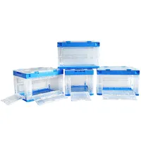 Boîte de rangement pliante en plastique de caisse pliable transparente durable avec couvercle