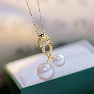 WENCHI Colgante de Plata S925 con Perlas de 9-11mm, Accesorios DIY para Perlas, Base Vacía de Oro Blanco, Collar Doble de Perlas 10521 China - Product Image 1