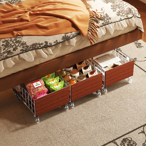 Phòng khách dưới Tủ lưu trữ giỏ với xe đẩy lưu trữ đồ ăn nhẹ và kệ di động đứng trên sàn - Product Image 4