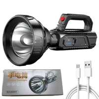 Lampe de poche LED multifonctionnelle rechargeable par USB, lampe de poche de secours extérieure à forte luminosité, longue portée, lampe torche portative