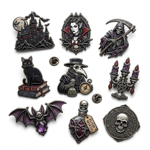 Lot de badges métalliques personnalisés en gros, thèmes <span class=keywords><strong>Horreur</strong></span>, Wednesday, Statue Vintage, VCA, Gothique, Addams, Vampire, Coffret cadeau Halloween, Multi-packs - Product Image 2