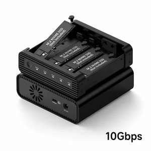 SSD NVME M.2 外接盒定制型 4 槽 SSD 外壳适配器 10Gbps USB C 3.2 带涡轮风扇 适用于 M2 - Product Image 1