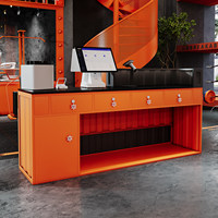 Bureau de réception rectangulaire en métal de style industriel avec tiroirs pour restaurant, salle de sport, studio de danse