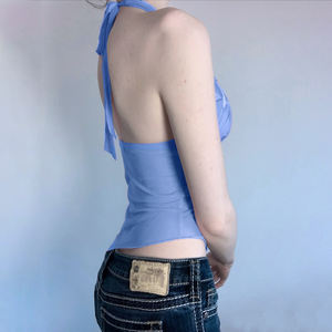 Top Halter en Maille Imprimé Lys Irrégulier pour l'Été, Léger et Sexy, Sans Manches, Cami pour Femmes, Vêtement de Vacances - Product Image 6