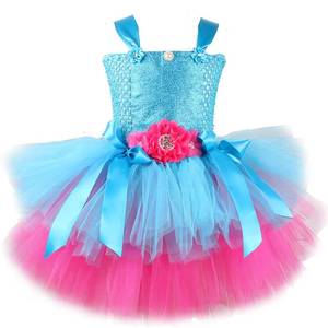 Vestido de Princesa Azul de Halloween para Niñas, Disfraz de Elfo Troll para Niños, Vestido de Princesa en Capas para Niñas - Product Image 2