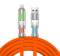 Câble de charge multifonction 4 en 1 USB et Type C, cordon flexible en TPE, adaptateur double port, charge rapide, câble de données pour téléphone portable, ordinateur portable