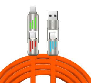 สายชาร์จอเนกประสงค์ 4 in 1 <span class=keywords><strong>USB</strong></span> & Type C สาย TPE แบบยืดหยุ่น หัวแปลงแบบสองพอร์ต ชาร์จเร็ว สายส่งข้อมูล สำหรับโทรศัพท์และแล็ปท็อป - Product Image 2