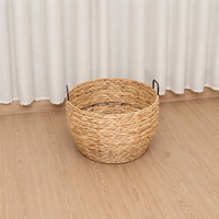 Panier de rangement empilable en jonc de mer écologique et créatif, boîte de rangement tressée multi-usages pour la maison, panier à linge rond pour articles divers
