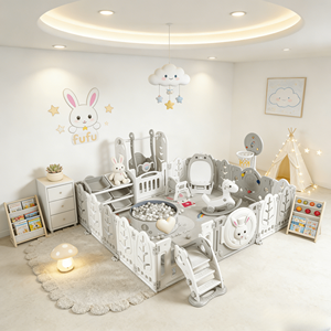 Parc <span class=keywords><strong>de</strong></span> jeu pliable en HDPE indispensable pour bébés et tout-petits, avec un style doux et naturel - Product Image 1