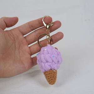 Wholesale Crochet Ice Cream Keychain Fluffy Plush <b>Keyring</b> Cute Realistic Dessert Keychain Couple Gift Handmade Keychain Pendant - Product Image 4