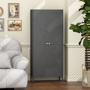 Ready Stock in USA Free Shipping [Metal Adjustable] 2 Doors Metal Storage Cabinet Kitchen Pantry Cabinet Support <b>Dropshipping</b> - Product Image 1