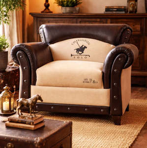 Premium Buff Leather Canvas Floppy <b>Sofa</b> Solid Wood Legs Modern Living Room Lounge Furniture - Product Image 5
