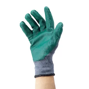 10G2スレッドラテックス仕上げ建設用手袋産業安全コーティングラテックス作業用手袋