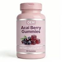 Gummies d'açaï sans sucre OEM, délicieux, à mâcher, saveur naturelle, végétaliennes disponibles