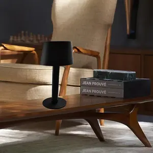 Lâmpada de mesa moderna com bateria para decoração de casa, candeeiro de cabeceira regulável com barra de toque, candeeiro de mesa sem fio recarregável