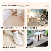 Tapis en polyester (Terylène) antidérapant beige, style luxe léger, à rayures, pour chambre, salon, cuisine ; style Instagram