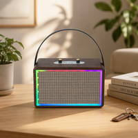 Haut-parleur portable H8 New Retro sans fil en bois avec subwoofer 20W Bluetooth 5.0 et lecteur de carte pour téléphones, maison et ordinateurs