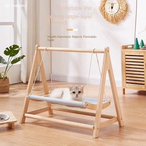 Reines Massivholz-Katzenbett Katzenhöhle Ganzjährig Nutzbar Katzenhängematte Haustierbett Hängend Einlagiges Kätzchen-Schaukelbett Haustiernest - Product Image 3
