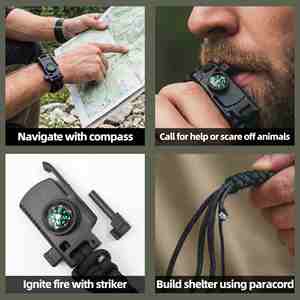 <span class=keywords><strong>Bracelet</strong></span> de survie tactique multifonction réglable Baiyuheng avec clip pour bouteille et logo personnalisé, robuste pour l'extérieur - Product Image 4