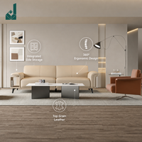 Ensemble de canapés de direction en cuir italien moderne, luxe, beige, cuir véritable, pour bureau de PDG, réception d'entreprise, salon