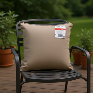 Coussin de chaise d'extérieur en tissu Oxford 15,7x15,7x2,8 pouces, taupe, carré, amovible, lavable, rembourré en mousse, pour terrasse - Product Image 2