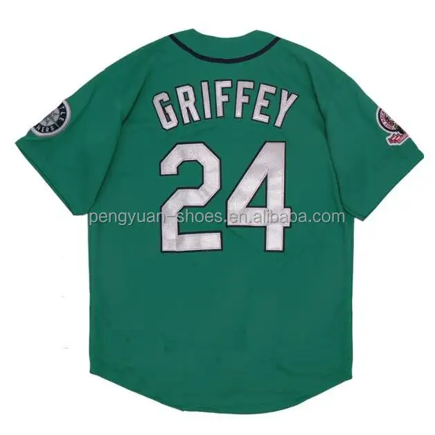 Camisa de beisebol americano personalizável, artesanato de futebol americano #24 ken griffey jr. #51 aley johnson #11 edgar martinez