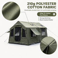 Tente gonflable de 16 m² à deux pièces en coton TC et polyester, zone de couchage et de séjour séparées, installation rapide, tente de luxe pour le glamping