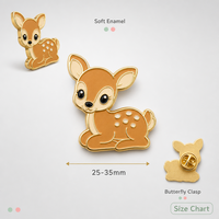 Broche Mignonne Cerf Filou, Épingles de Revers, Bijoux Dorés Thème Jardin Printanier, Badges Métalliques en Gros, Épingles en Émail Souple Personnalisées, Fabrication OEM