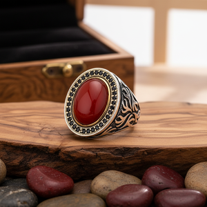 Red Agate Stone Oval Shape <b>Men</b> <b>Ring</b> Jewelry Man Jewellery Wholesale Handcrafted Authentic 925 Sterling <b>Silver</b> <b>Men</b> <b>Ring</b> - Product Image 3