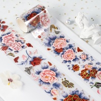 Custom Design Pink Red Flower und Butterfly Collection Glänzendes PET-Band für DIY-Tagebuch dekorationen