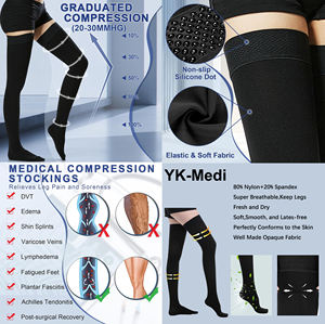 Bas de contention à compression haute cuisse Medias Compresivas 20-30mmhg pour hommes et femmes Bas de contention pour varices <span class=keywords><strong>Elan</strong></span> Chaussettes à bout ouvert - Product Image 4