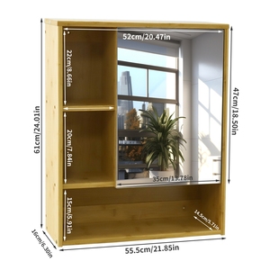 <span class=keywords><strong>Armoire</strong></span> de salle de bain avec miroir Unho: <span class=keywords><strong>Armoire</strong></span> de toilette avec <span class=keywords><strong>armoire</strong></span> de rangement avec étagère suspendue <span class=keywords><strong>Armoire</strong></span> <span class=keywords><strong>à</strong></span> pharmacie murale-55.5X16X61cm - Product Image 6
