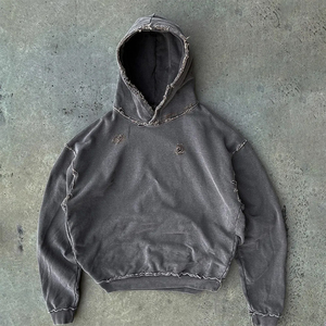 <span class=keywords><strong>Felpa</strong></span> con cappuccio a spalla cadente 450gsm francese spugna Denim <span class=keywords><strong>felpa</strong></span> lavata <span class=keywords><strong>Vintage</strong></span> nero eco-friendly design personalizzato vestibilità regolare - Product Image 1