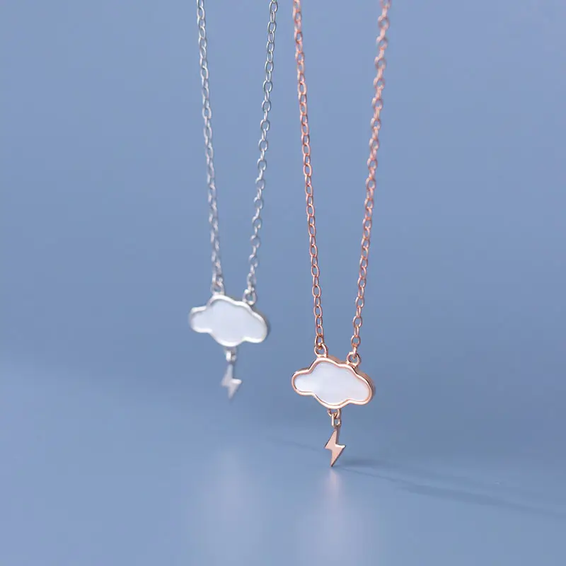 ייחודי עיצוב 925 סטרלינג כסף מעטפת ברקים ענן תלוי שרשרת נשים תכשיטים