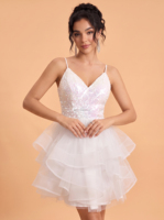 Robe de mariée personnalisée, robe de mariée grande taille, robe de mariée courte à sequins, robes magnifiques, robe de fête prénuptiale, robe blanche