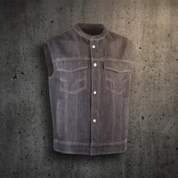 Gilet de moto imperméable sans manches en denim à col clubbing avec poches pour hommes et femmes 2026