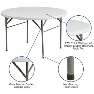 Bàn Gấp Bằng Nhựa Màu Trắng Đá Hoa Cương Tròn 4 Feet - Product Image 4