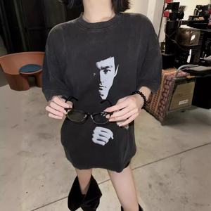 T-shirt Vintage Americana con Stampa Caratteristica, in Cotone Pettinato, Lavaggio Pesante Effetto Usurato, Vestibilità Ampia, a Maniche Corte, per Coppie, di Tendenza - Product Image 3