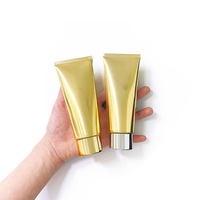Tube cosmétique en plastique de 100 ml PBL brillant doré de 100 g, tube à presser pour lotion corporelle, crème pour les mains