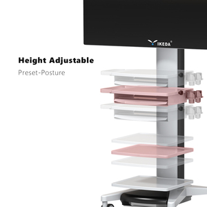 Chariot médical en alliage d'aluminium blanc YKD-2100 IKEDA pour endoscopie ECG à ultrasons et équipement respiratoire - Product Image 6