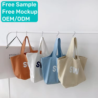 Sac fourre-tout en toile de coton pour femmes, personnalisable avec logo Zhongjin, réutilisable, lavable, en tissu coloré, pour le shopping