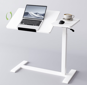 Table de chevet en MDF avec élévateur hydraulique et plateau réglable, support mobile roulant pour ordinateur portable pour lit d'hôpital, idéal pour la maison - Product Image 1