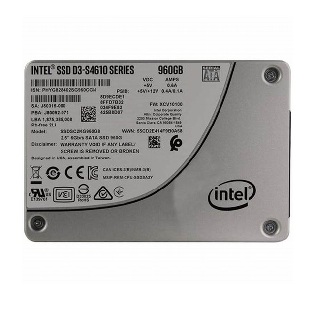 SSDSC2KG960G801 D3-S4610 Series 960GB 2.5IN SATA 6GB/S 3D2 TLC SSD Solid State Drive for Server
