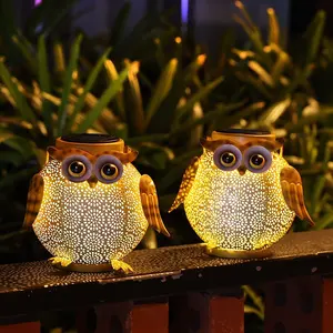 Kanlong Owl Iron Cutout Solar Garden Light Outdoor Villa Garden Decorative Atmosphere Light