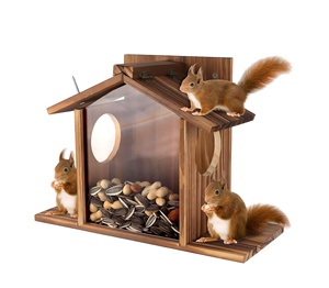 Usine professionnelle bois de cèdre extérieur écureuil Snacker Munch Box mangeoire d'écureuil pour cacahuète - Product Image 4